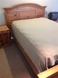 Queen Size Pine Bed with Coordinating Nightstands