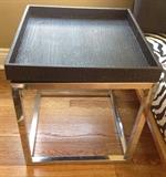 Stainless Steel and Croc Leather Tray Table