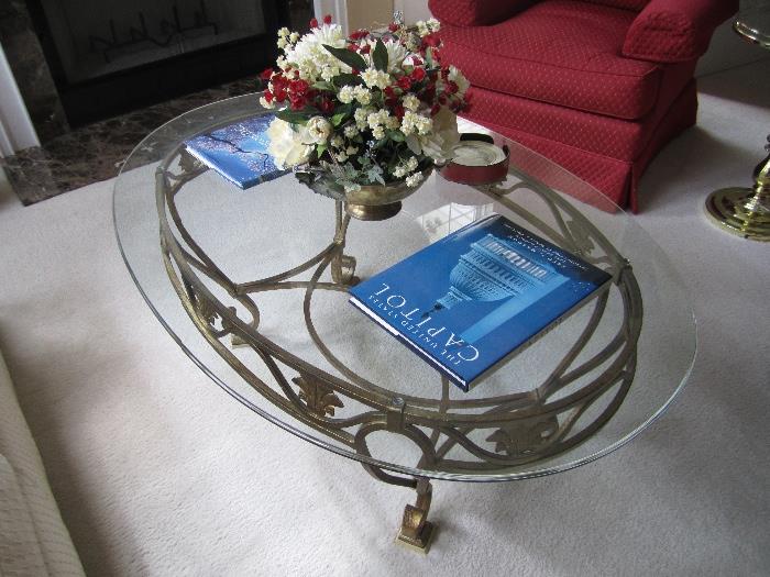 glass top and iron coffee table