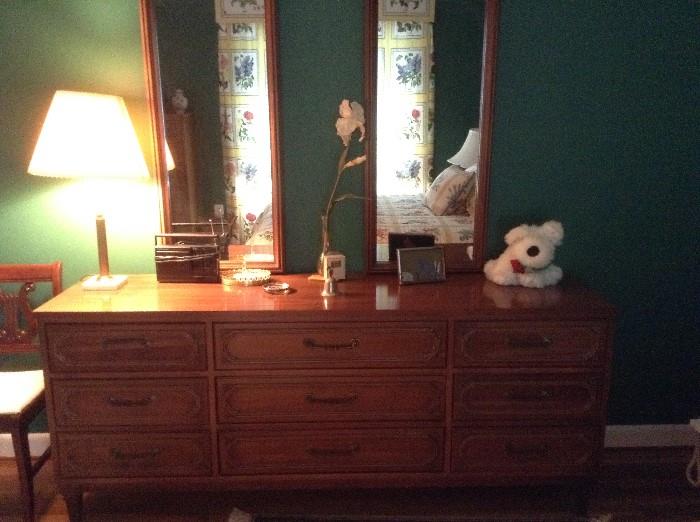 Matching dresser with mirrors