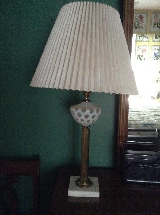 Vintage opalescent lamp with marble base