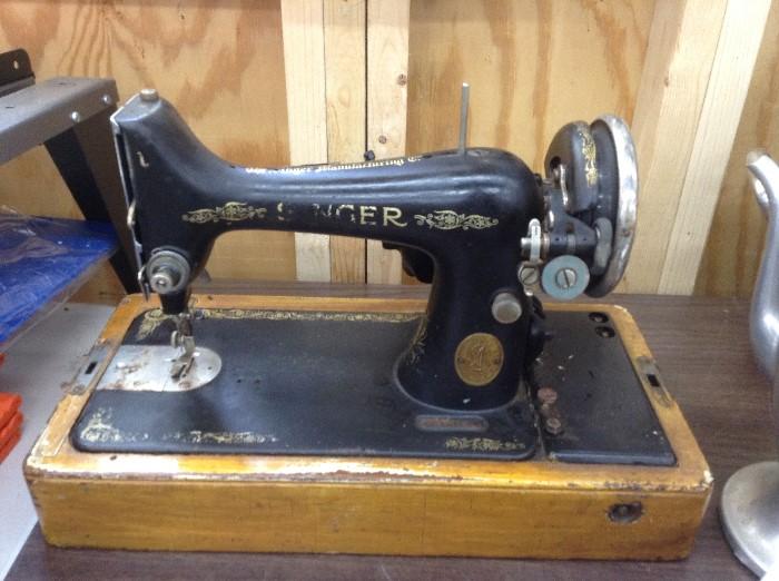 Old Singer sewing machine with case