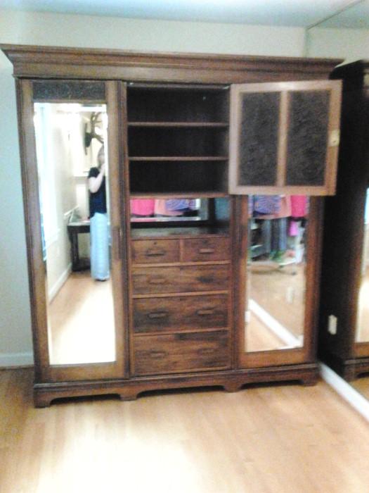 Stunning Antique Armoire 7500.00  Comes in 4 pieces top and 3 sections. 76W 19 1/2 deep 84Tall