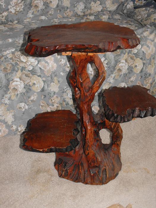 Unique Wood End Table with 3 surfaces