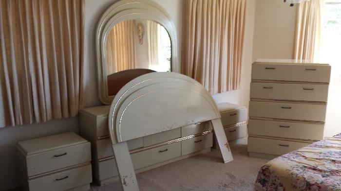Vintage Bedroom Furniture White with Gold Accents