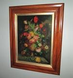 19 th C Reverse Painting on Glass One of Pair