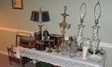 Collection Lamps and Smalls including Chapman Lamp (w/ black shade)