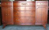 RWAY NORTHERN BUFFET W 4 BARREL FRONT DRAWERS. EXCELLENT QUALITY FURNITURE, VERY HARD TO FIND ANYMORE ESPECIALLY IN THIS SHAPE. ALL DINING PIECES STILL HAVE ORIGINAL STICKERS.
