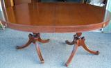 RWAY DOUBLE PEDASTOL DINING TABLE W 4 HIDEAWAY LEAFS