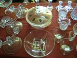 Cambridge candle holders/crystal/Fireking casserole dish