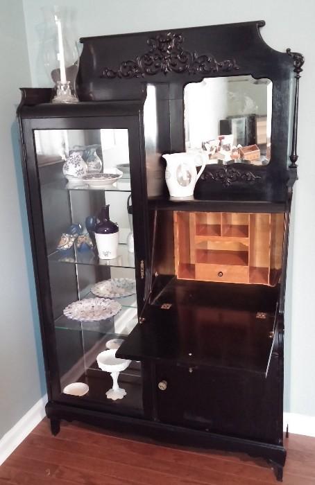 Antique Side by Side Curio/Secretary Cabinet Rescued from Ellis Island