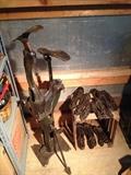 Large collection of cobbler's shoe repair implements