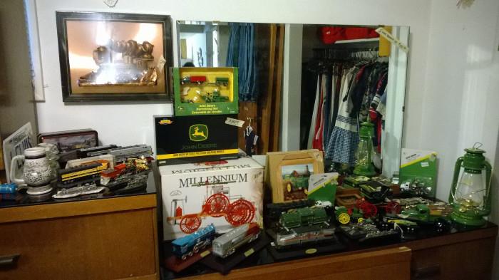 Train decor, John Deere collectibles, Train collectibles