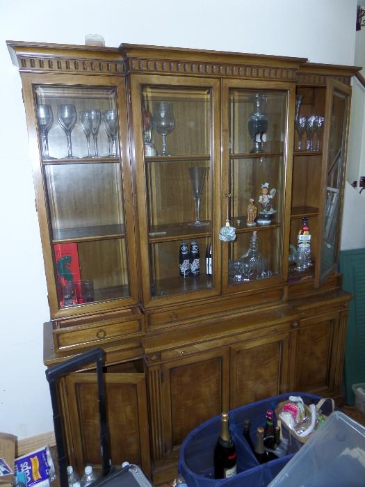 traditional lighted china hutch