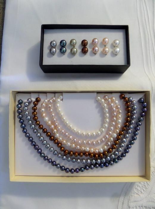 Wonderful pearl necklaces and earrings