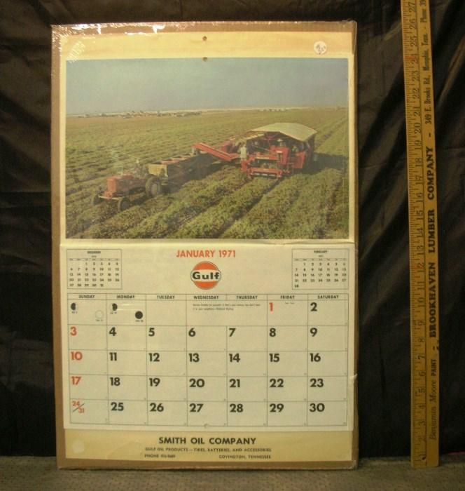 1971 Gulf calendar, Smith Oil Company Collierville, TN