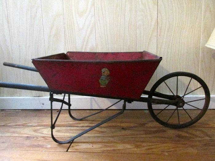 antique mini wheel barrel