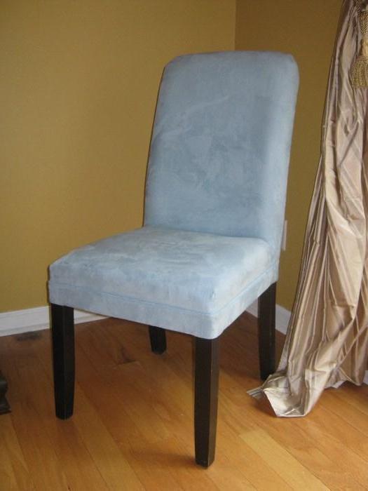 robins egg blue ultra-suede Parsons-style chair