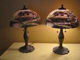 pair of limited edition  / rare Thomas Kinkade Tiffany style lamps