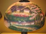 close-up of lampshade on Thomas Kinkade lamps