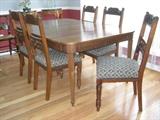 vintage dining table with five side chairs