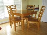 casual dining table & four chairs in honey-pine finish