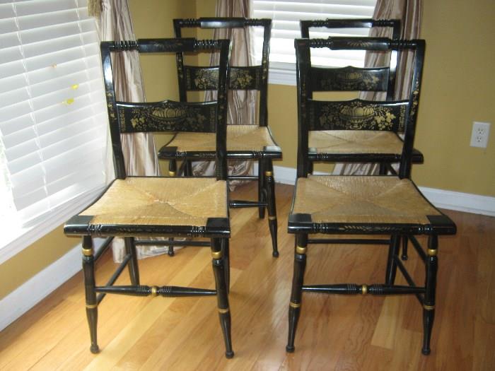 four vintage Hitchcock dining chairs