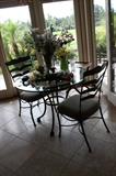 Gorgeous Metal and  5/8" Glass table and 2 chairs