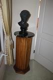 Mid Century Pedestle sculpture stand WIth Bronze bust of Paris