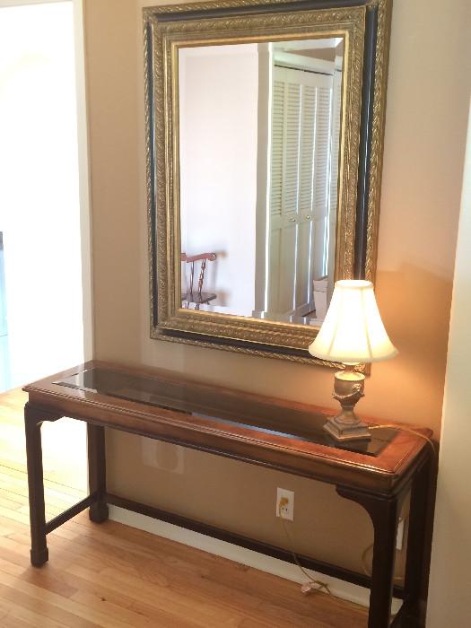 Glass Inlay Entry Table & Mirror