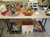 Some of the kitchenwares available in this sale...attractive Copperware itesm... Copper Chafing Dish, Copper potpourri pot, copper salt & pepper set, copper pot; Monarch Butterfly with timepiece base; various dishes, glasswares and kitchen appliances, pots, pans, dishes.