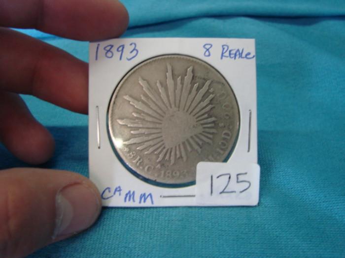 1893 Mexican 8 Reale coin "CA MM". Please see pictures for accurate grading. Visit www.AuctionNV.com