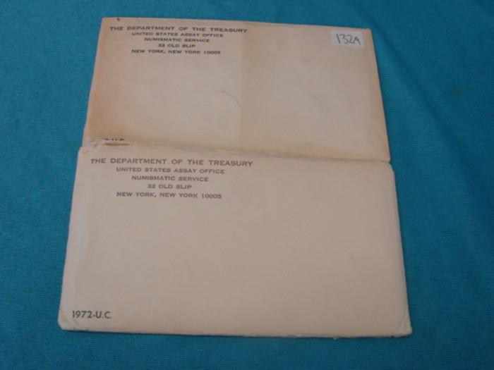 Two 1972 US Mint sets; Both come in original envelopes.