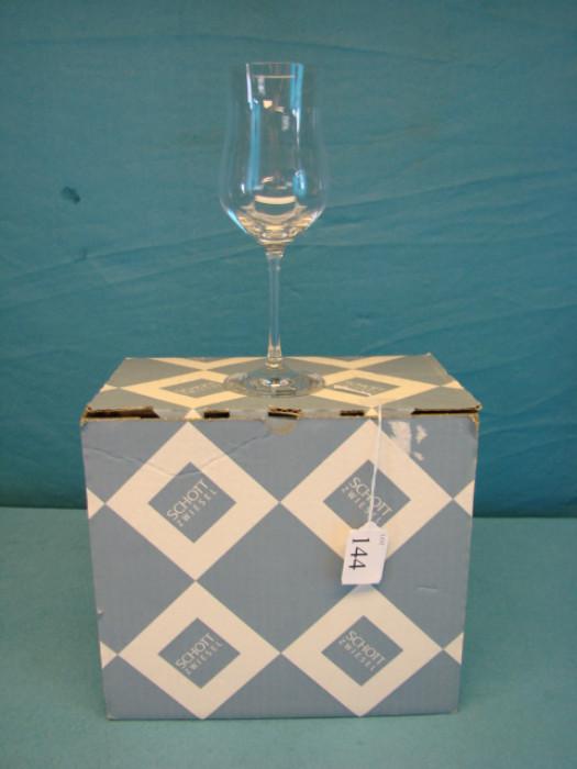 Set of six Schott Zwiesel glasses; Purchased in Germany, never used, new in box. Goblets measure 8 1/4" tall.