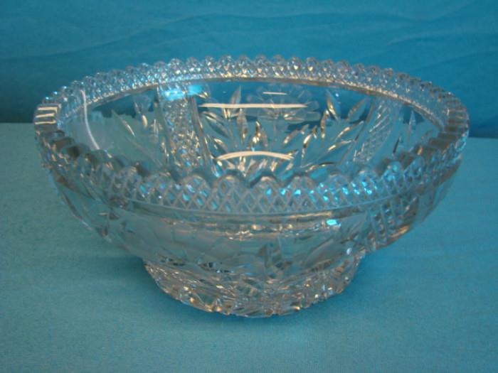 Antique, circa 1920s brilliant cut crown top fruit bowl; Very rare, brilliant, deep cut pattern. Some of the cuts along the bottom, and along the top rim have chips. Bowls are in excellent condition for age. Measures 8" x 5 3/4". Please see pictures.