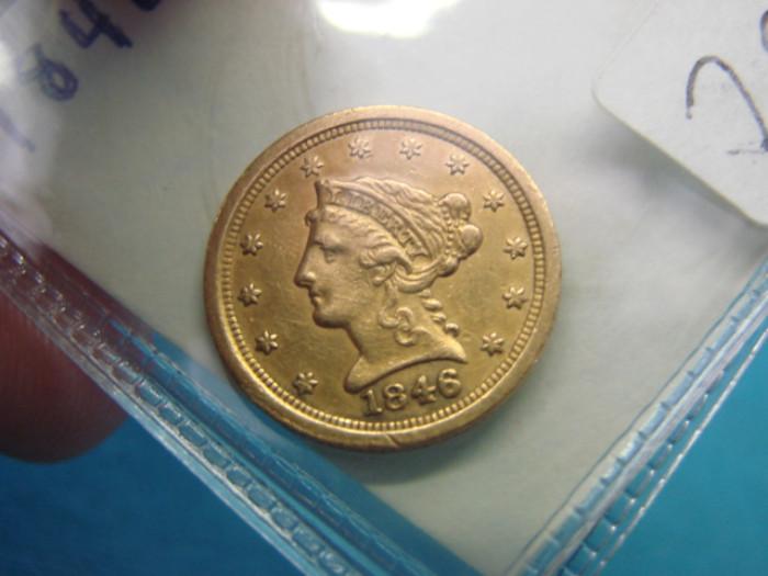 1846-O US $2.50 gold coin; Appears about uncirculated, please see pictures for accurate grading.