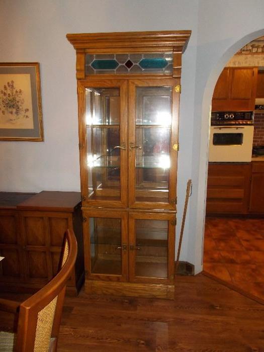 TALL Curio/China Cabinet - Stained Glass Top