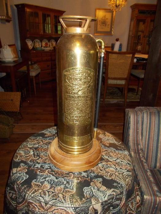 TALL Brass Fire Extinguisher on Cypress Base
