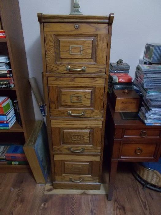 Oak Filing Cabinet - 4 Drawers - not old - REALLY COOL!!!!!!!