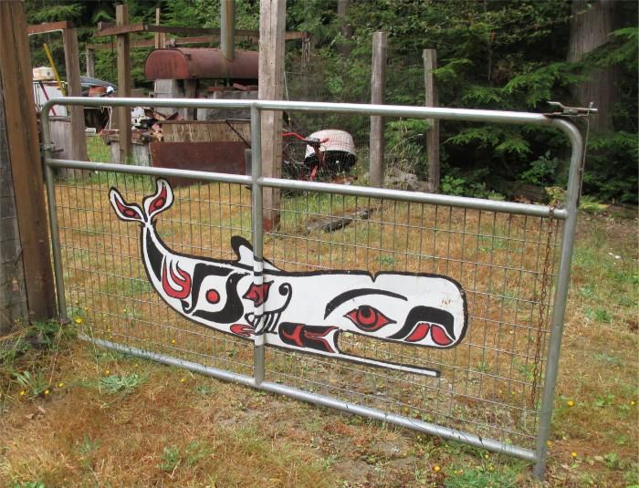 cut metal whale art gate