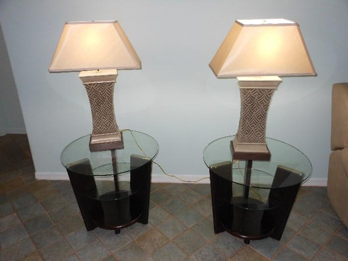 27" diameter  matching end tables and lamps