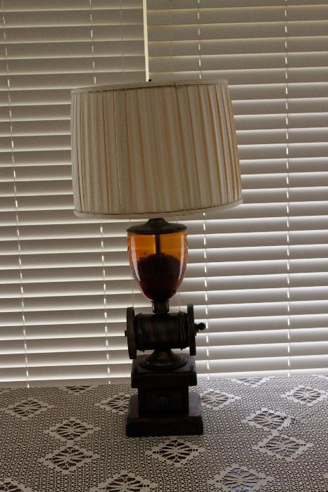 Antique lamp - made from a coffee grinder