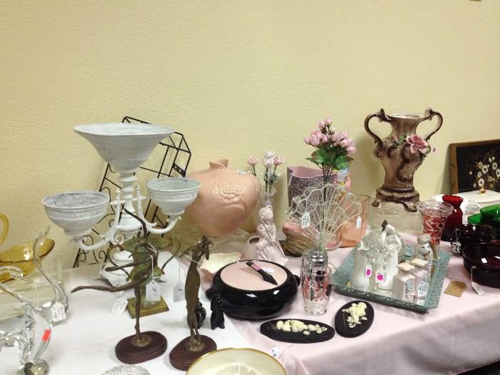 Vintage smalls, brass, ceramic and Capodiamonte Vase