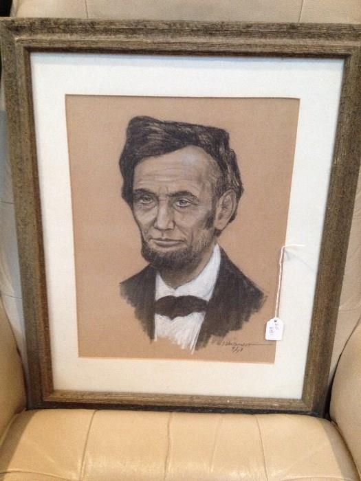 Pencil Sketch, signed Abe Lincoln