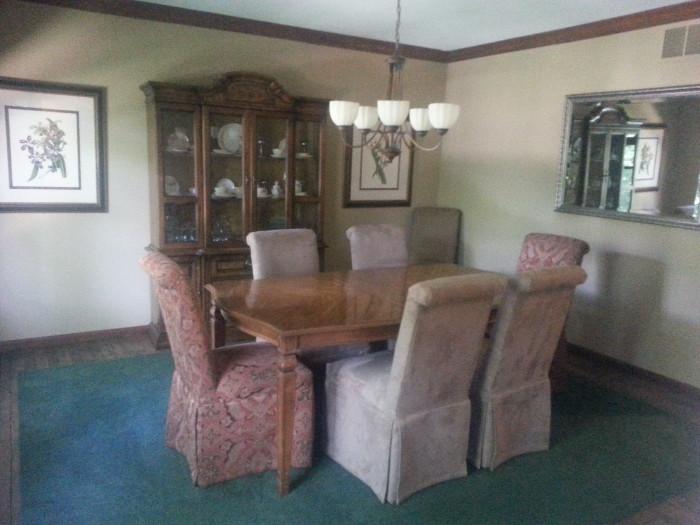 Nice Dining Room Table (we have 2 of the faux suede chairs & 2 of the damask upholstered chairs)