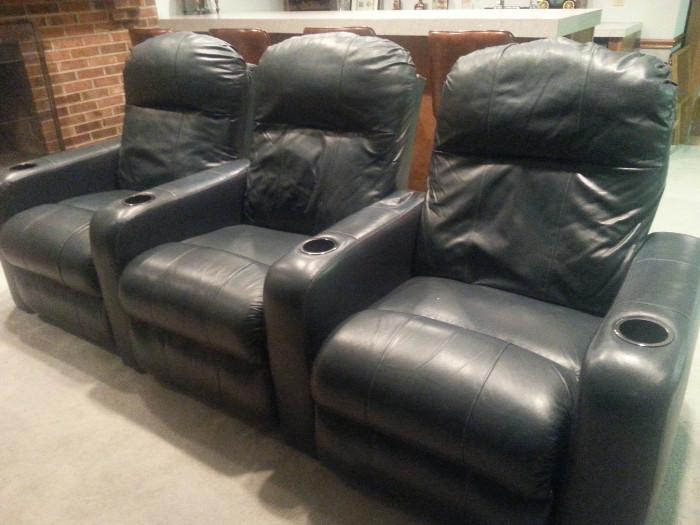 Navy Blue Leather Media Chairs