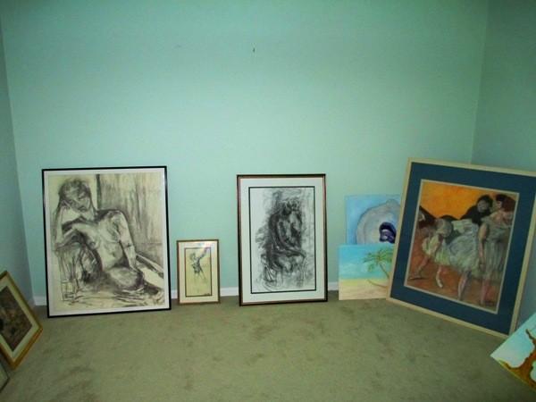 Framed crayon pastel  and Charcoal Art--original pieces by the artist.