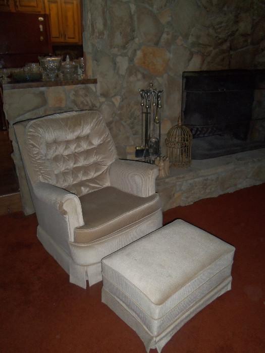 One of Two Matching Chairs W/Ottoman