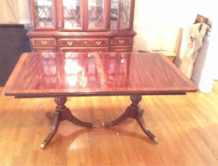 Kensington Square Mahogany Dining Table and Lighted China Cabinet