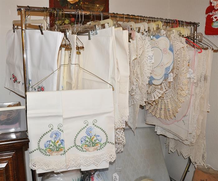 So Many Beautiful and Unused Fancy Linens - Embroidery Work, Handmade Lace and Crochet